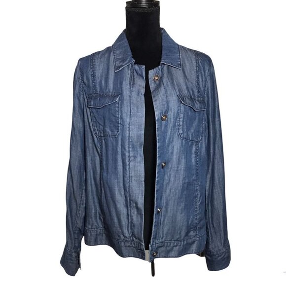 Coldwater Creek 100% Lyocell Denim Button Up Shirt in Blue - Size 12 - Picture 2 of 7